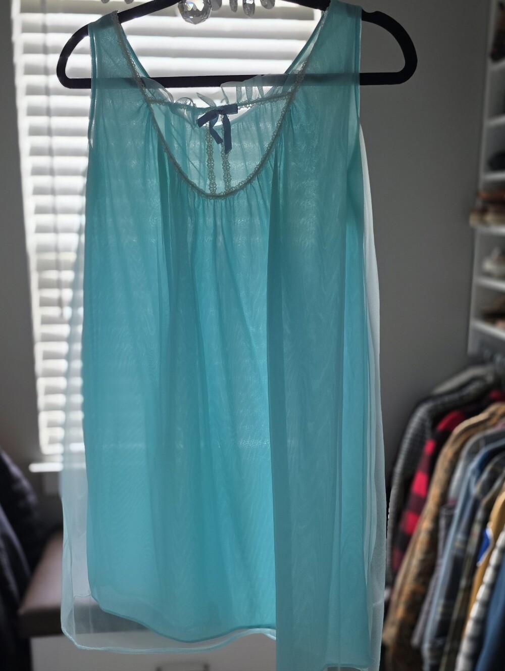 Little Bright Blue Nightgown With Chiffon Overlay Small